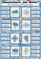 Vorschau - Aufgabenkarten - Klammerkarte "Das Wetter" Rechtschreibung DaZ / DaF / Deutsch - Seite 1