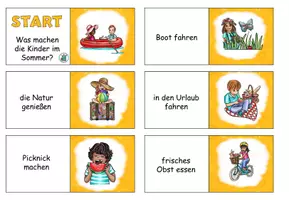 Vorschau - Audio-Dateien - Domino "Was machen die Kinder im Sommer?" mit Arbeitsblatt und Version für den Anybook Pro - DaZ / DaF / Deutsch - Seite 1