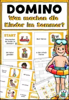 Vorschau - Audio-Dateien - Domino "Was machen die Kinder im Sommer?" mit Arbeitsblatt und Version für den Anybook Pro - DaZ / DaF / Deutsch - Deckblatt