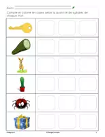 Aperçu - Cartes d'exercices - Compte les syllabes - son c dur - Page 1