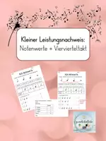 Vorschau - Arbeitsblätter - Leistungsnachweis: Notenwerte + Viervierteltakt (mit Lösungen) - Deckblatt