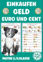 Vorschau - Arbeitsblätter - Einkaufen Geld Euro und Cent Mathematik 2.Klasse, 3. Klasse Hunde - Deckblatt