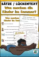 Vorschau - Arbeitsblätter - Sätze und Lückentext "Was machen die Kinder im Sommer?" DaZ / DaF / Deutsch - Deckblatt