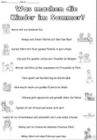 Vorschau - Arbeitsblätter - Sätze und Lückentext "Was machen die Kinder im Sommer?" DaZ / DaF / Deutsch - Seite 2