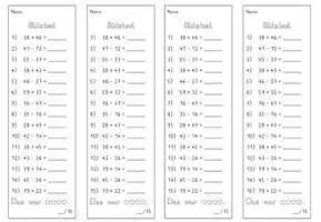 Vorschau - Test - Blitztest_Mathe_Addition und Subtraktion zweistelliger Zahlen_ZR100_mit Zehnerübergang - Seite 2