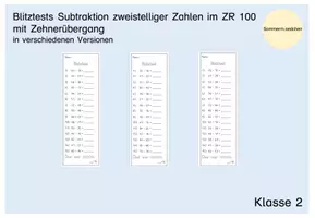 Vorschau - Test - Blitztest_Mathe_Subtraktion zweistelliger Zahlen_ZR100_mit Zehnerübergang - Deckblatt