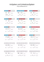 Vorschau - Arbeitsblätter - Aufgaben und Umkehraufgaben - Plus und Minus bis 10 - Deckblatt