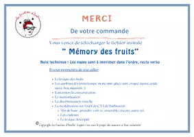 Aperçu - Apprentissages en autonomie - Mémory des fruits , idéal pour la CAA - Page 1