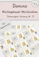 Vorschau - Stationenlernen - Materialpaket Würfelgebäude, 3x Domino Würfelzählen, Niveau: Schwierig, mit Selbstkontrolle - Seite 1
