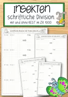 Vorschau - Anderer Materialtyp - Insekten - schriftliche Division mit und ohne Rest plus Probe im ZR 1000 - Deckblatt