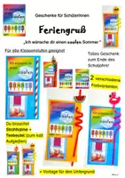 Vorschau - Mal- und Bastelvorlagen - Feriengruß: Ich wünsche dir einen coolen Sommer (Geschenke Schuljahresende) - Deckblatt