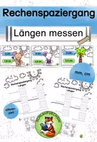 Vorschau - Arbeitsblätter - Rechenspaziergang Längen messen cm mm Klasse 2 3 - Deckblatt