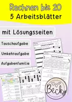 Vorschau - Arbeitsblätter - Rechnen bis 20 (Addition, Subtraktion, 5 Arbeitsblätter) - Deckblatt