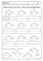 Vorschau - Arbeitsblätter - Aufgabenfamilien ZR 20 (Tauschaufgabe, Umkehraufgabe) - Seite 1