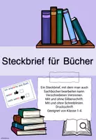 Vorschau - Arbeitsblätter - Steckbrief für Bücher und Buchvorstellungen - Deckblatt