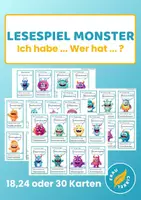 Vorschau - Spiele - Monster Lesespiel Ich habe ... Wer hat ...? - Deckblatt
