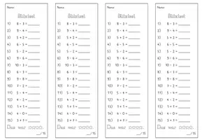 Vorschau - Arbeitsblätter - Blitztest Mathe_AdditionundSubtraktion_ZR10 - Seite 3