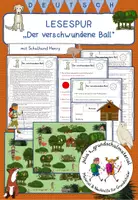Vorschau - Arbeitsblätter - Lesespur mit Schulhund Henry "Der verschwundene Ball" - Deckblatt
