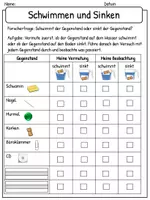 Vorschau - Arbeitsblätter - Schwimmen und Sinken (Experiment): Arbeitsblätter + Tafelmaterial - Seite 3