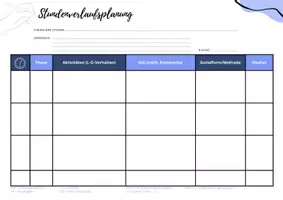 Vorschau - Lehrpläne/Lehrermaterial - Stundenverlaufsplan zum Ausfüllen - Deckblatt