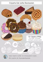Vorschau - selbst erstellte Cliparts/Grafiken - Clipartsset süße Backwaren, Cupcakes... (kommerziell nutzbar) - Deckblatt