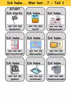 Vorschau - Arbeitsblätter - Ich habe, wer hat? (Küche) 1. Klasse Deutsch, DaZ/DaF - Wortschatz Förderung, Hörverstehen, Leseverstehen - Gruppenspiel - Seite 1