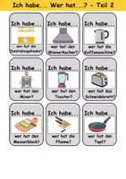 Vorschau - Arbeitsblätter - Ich habe, wer hat? (Küche) 1. Klasse Deutsch, DaZ/DaF - Wortschatz Förderung, Hörverstehen, Leseverstehen - Gruppenspiel - Seite 2