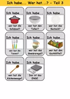 Vorschau - Arbeitsblätter - Ich habe, wer hat? (Küche) 1. Klasse Deutsch, DaZ/DaF - Wortschatz Förderung, Hörverstehen, Leseverstehen - Gruppenspiel - Seite 3