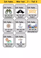 Vorschau - Arbeitsblätter - Ich habe, wer hat? (Piraten) 1. Klasse Deutsch, DaZ/DaF - Wortschatz Förderung, Hörverstehen, Leseverstehen - Gruppenspiel - Seite 3