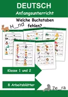Vorschau - Arbeitsblätter - Welche Buchstaben fehlen? - 1. Klasse Deutsch Wörter, Buchstaben - Deckblatt