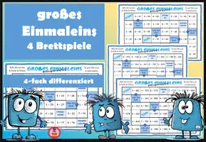 Vorschau - Stationenlernen - Brettspiele großes Einmaleins - 4-fach differenziert - Deckblatt