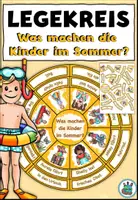 Vorschau - Aufgabenkarten - Legekreis "Was machen die Kinder im Sommer?" DaZ / DaF / Deutsch - Deckblatt