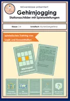 Vorschau - Spiele - Gehirnjogging: Stationsschilder mit Spielanleitungen - Deckblatt