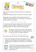 Vorschau - Arbeitsblätter - Sommer Sachtext, Lesen und Verstehen - Seite 1