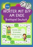 Vorschau - Spiele - Brettspiel Deutsch: Rechtschreibung Spiel P oder B am Ende | harte und weiche Konsonanten - Unterricht, Förderstunde & Legasthenietraining - Deckblatt