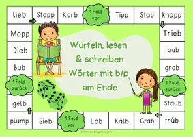 Vorschau - Spiele - Brettspiel Deutsch: Rechtschreibung Spiel P oder B am Ende | harte und weiche Konsonanten - Unterricht, Förderstunde & Legasthenietraining - Seite 3
