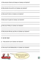 Vorschau - Arbeitsblätter - Übung "Was machen die Kinder im Sommer am liebsten?" DaZ / DaF / Deutsch - Seite 2