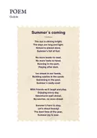 Vorschau - Arbeitsblätter - "Summer`s coming" Poem - Englisch spielerisch lernen - Gedichtreise 15 - Seite 1