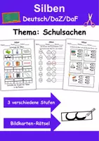 Vorschau - Arbeitsblätter - Silben Thema Schulsachen - DaZ/DaF, Deutsch (Klasse 1 und 2) - Deckblatt