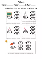 Vorschau - Arbeitsblätter - Silben Thema Schulsachen - DaZ/DaF, Deutsch (Klasse 1 und 2) - Seite 1