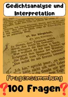 Vorschau - Arbeitsblätter - Gedichtsanalyse und Interpretation: 100 Fragen für Schüler der 10. Klasse - Deckblatt