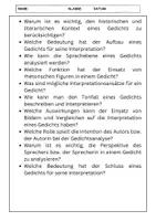 Vorschau - Arbeitsblätter - Gedichtsanalyse und Interpretation: 100 Fragen für Schüler der 10. Klasse - Seite 2