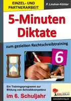 Vorschau - Arbeitsblätter - 5-Minuten-Diktate Klasse 6 | Rechtschreibung, Dopplung, Dehnung, das dass, Groß- Kleinschreibung, Worttrennung, direkte Rede | Deutsch Sekundarstufe I Lösungen - Deckblatt