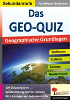 Vorschau - Arbeitsblätter - Das GEO-QUIZ – Geographische Grundlagen | Erdkunde Sekundarstufe I Klasse 5-10 | 320 Quizfragen, Weltraum, Kontinente, Europa, Deutschland, Bundesländer, Lösungen - Deckblatt