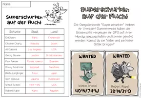 Vorschau - Arbeitsblätter - Das Gradnetz der Erde - Superschurken auf der Spur! (Lern/Übungsspiel) - Seite 2