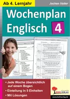Vorschau - Arbeitsblätter - Wochenplan Englisch 4 ab 4. Lernjahr | Grammatik, Tenses, Simple Past, Present Perfect, Passive, Adjectives, Adverbs, Wortschatz | Englisch Klasse 8-13 Lösungen - Deckblatt