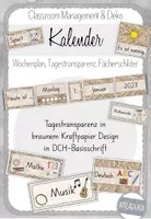 Vorschau - Präsentationen/Tafelbilder - Kalender, Wochenplan, Tagestransparenz, Fächerschilder - braun DCH Basisschrift - Deckblatt
