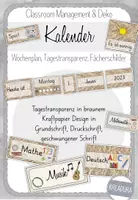 Vorschau - Präsentationen/Tafelbilder - Kalender, Wochenplan, Tagestransparenz, Fächerschilder - verschiedene Schulschriften braun - Deckblatt