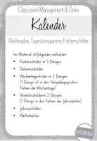 Vorschau - Präsentationen/Tafelbilder - Kalender, Wochenplan, Tagestransparenz, Fächerschilder - verschiedene Schulschriften grau - Seite 1