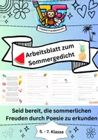 Vorschau - Arbeitsblätter - Sommergedicht 🌞🌼 (Leseverständnis, Wortschatz verbessern, Reflexion, Reimwörter, …) - Deckblatt